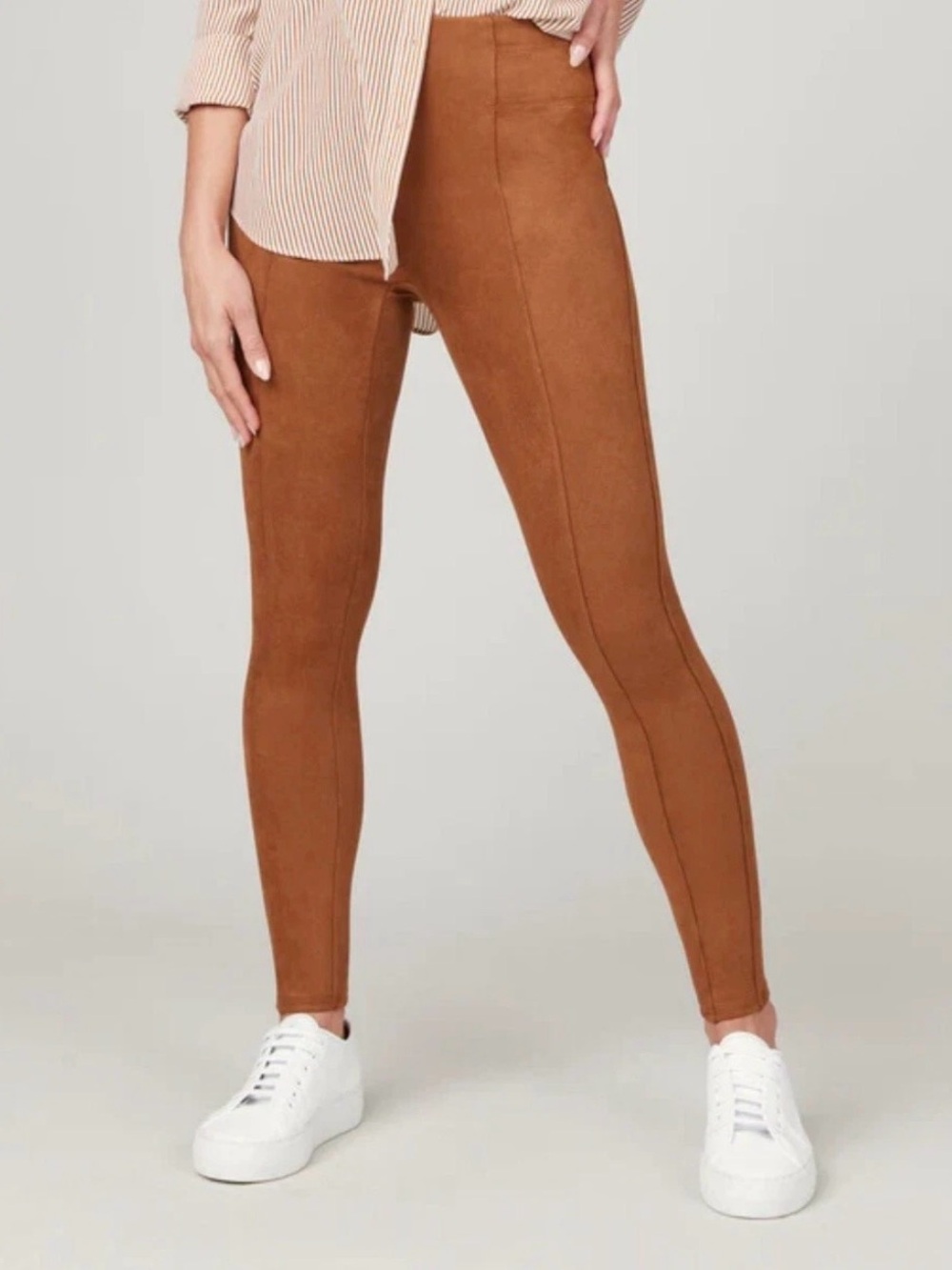 ✨ NWT Spanx Faux Suede Leggings Caramel Brown Small Petite